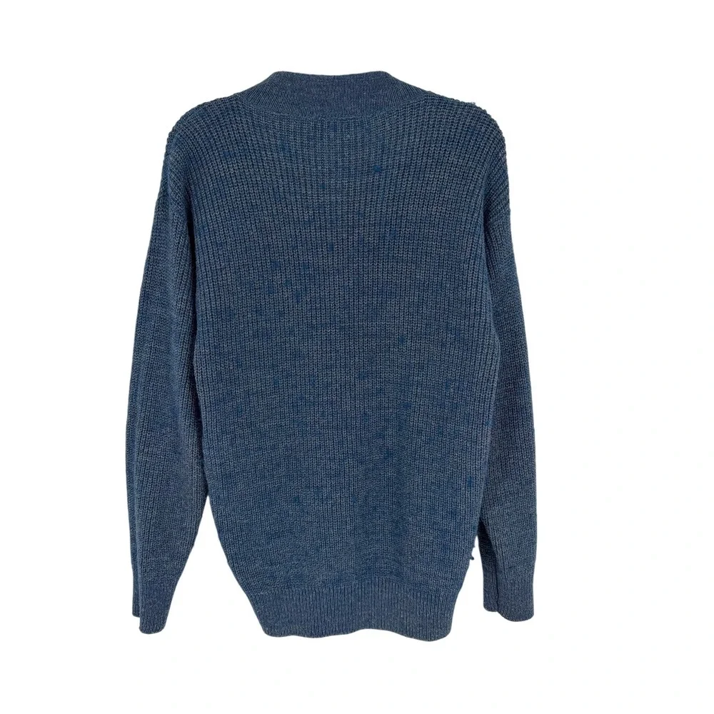 Vtg LL Bean High Trek Wool Yarn Knit Sweater Mens Medium Tall Blue Marl USA